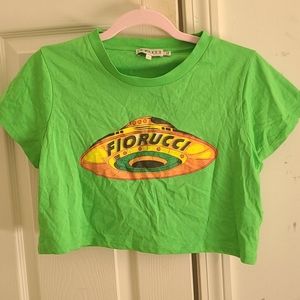 Fiorucci green UFO crop t shirt L NWOT